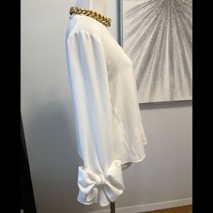 Zara small white bow blouse great condition!